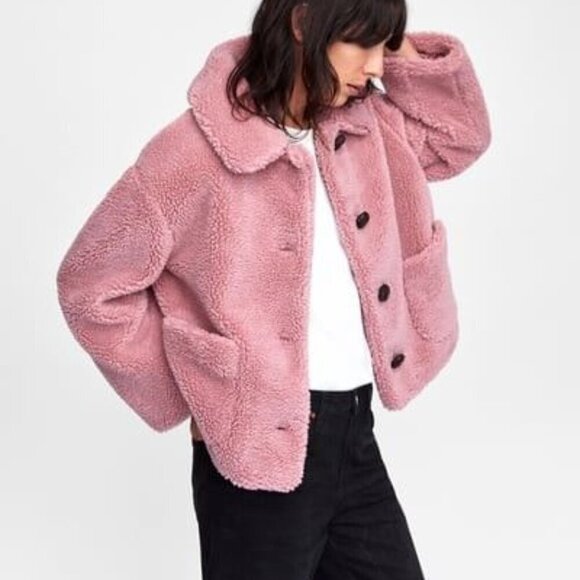 JIUDUO Pink Teddy Coat - Picture 2 of 8